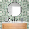 Izeda Green Floral Tile Wallpaper Bolt
