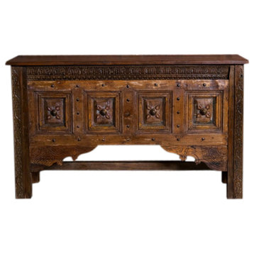 Consigned Accent Hall Table Console Table Beautiful Intricate Carving Sofa Table