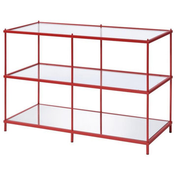 Furniture of America Mendry Metal 2-Shelf Console Table in Red