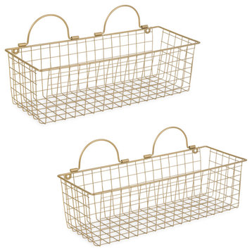 Medium Gold Wire Wall Basket (Set of 2)