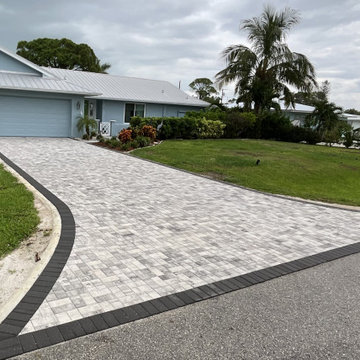 Driveway & Patio 4 x 8 Tri Circle White Charcoal & Charcoal Boarder