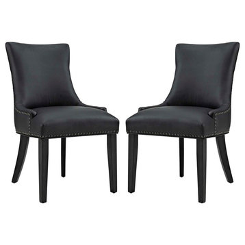 Marquis Dining Chair Faux Leather Set of 2, Black