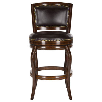Frederick Bar Stool, Espresso/Brown Seat, Set of 2