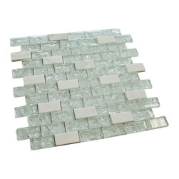 White Crackle Glass and Bianco Marble Mosaic Tiles - Home Accessories & Decor