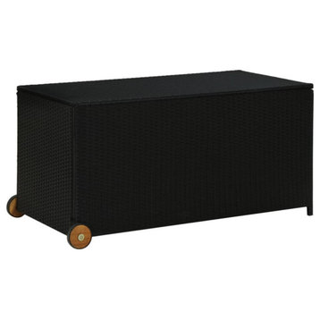 Vidaxl Garden Storage Box Black 51.2"x25.6"x45.3" Poly Rattan
