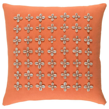 Lelei by Surya Poly Fill Pillow, Coral/Cream, 22' x 22'