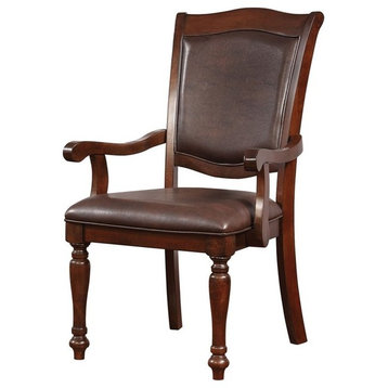 Furniture of America Simmons Wood Dining Arm Chair in Brown Cherry (Set of 2)