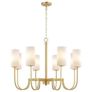 Town and Country 8-Light Chandelier, Satin Brass