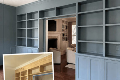 Tone-on-Tone Blue Built-Ins with New Crown Molding