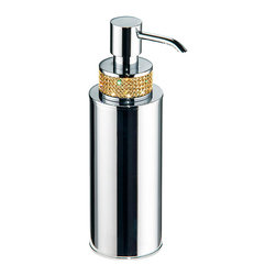 Secret Bath - Cecilia Gold Swarovski Crystals Table Soap Dispenser, Chrome-Gold - Soap & Lotion Dispensers