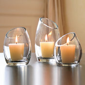 Hearthstone Diagonal Cut Glass Candle Holders