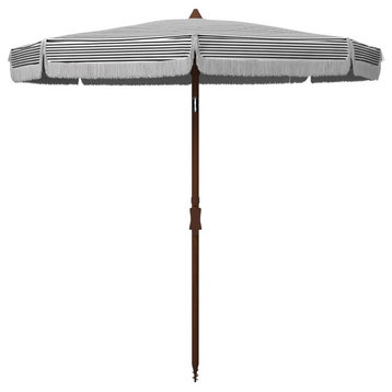 Safavieh Outdoor Copen 6.5 ft Umbrella White/Black Stripe