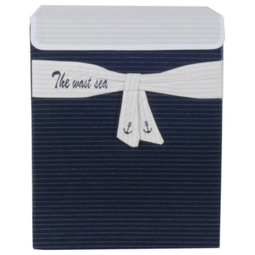 HomeRoots Foldable Navy Blue Fabric Lined Storage Basket