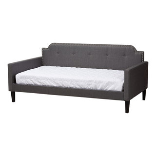 Romy Gray Fabric Upholstered Twin Sofa Daybed Transitional