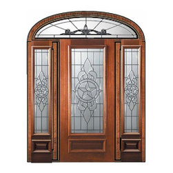 Pre-hung Side lights-Transom Door 80 Mahogany Brazos 3/4 Lite Glass - Front Doors