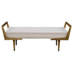 Uttermost - Uttermost Waylon Modern Ivory Bench - A Bench For Extra Seating With A Mid Century Twist In It's Modern Birch Wood Frame Lightly Finished In A Smooth Oak Finish, With A Tufted Bench Seat In A Woven Ivory Fabric. Seat Height Is 19".