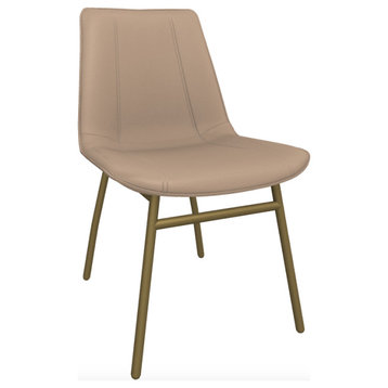 May Side Chair, Marcona Supra Leather, Brass Powder Coat