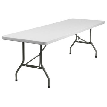 Flash Furniture 30" x 96" Plastic Folding Table in Granite White