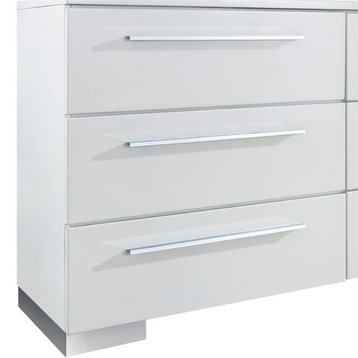 Bowery Hill Contemporary Wood 6-Drawer Dresser in Glossy White