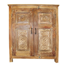 Mogul Interior - Consigned Indian Vintage Chest Sideboard Side Table Nightstand Farmhouse Designs - Buffets and Sideboards