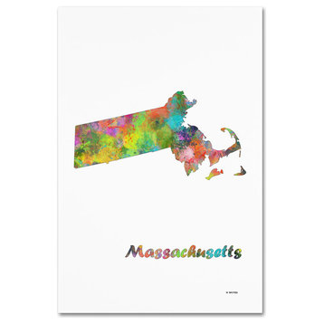 Marlene Watson 'Massachusetts State Map-1' Canvas Art, 12"x19"
