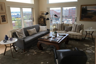 Living room - contemporary living room idea in Portland Maine