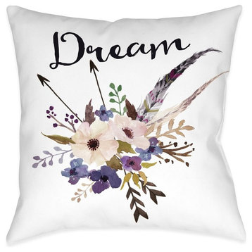 Watercolor Flowers Dream Decorative Pillow, 18"x18"
