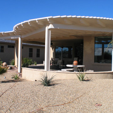 Curved Backyard Lattice Patio Cover