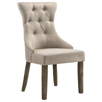 Acme Set Of 2 Dining Chair With Fabric And Reclaimed Gray Finish 60173