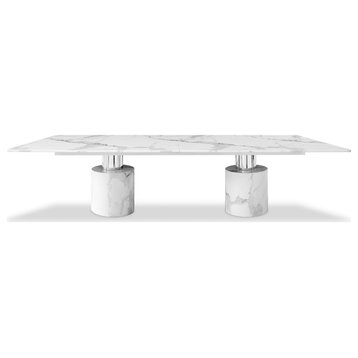 Geneva Dining Table, Marble White Glossy