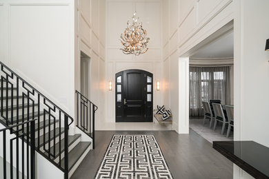Trendy foyer photo in Toronto with a black front door