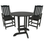 Highwood USA - Lehigh 3-Piece Round Counter-Height Dining Set, Black - 100% Made in the USA - backed by US warranty and support