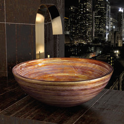 Florence Glass Contemporary Bath Sink | Red Gold Ivory - Bathroom Sinks