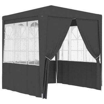 vidaXL Party Tent Outdoor Canopy Tent Professional Gazebo with Sidewalls Green, Anthracite, 98.4" X 98.4"