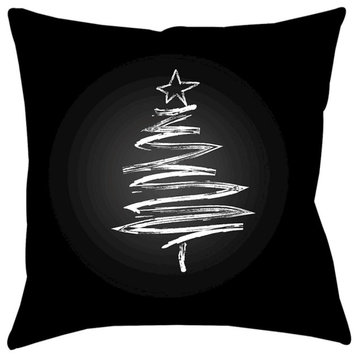 Trim the Tree by Surya Poly Fill Pillow, Black, 16' x 16'
