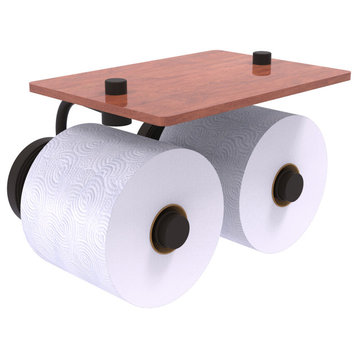 Prestige Regal 2 Roll Toilet Paper Holder with Wood Shelf, Oil Rubbed Bronze
