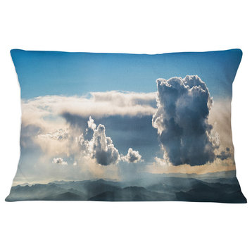 Heavy Clouds in Sky Panoramic View Landscape Printed Throw Pillow, 12"x20"