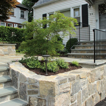 Landscape, retaining wall, steps and driveway