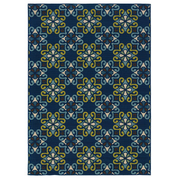 Oriental Weavers Caspian Blue/Green Floral Indoor/Outdoor Rug 3'7"X5'6"