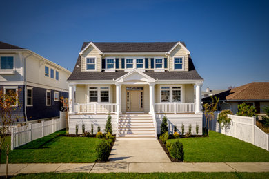 Inspiration for a coastal two-story exterior home remodel in Philadelphia