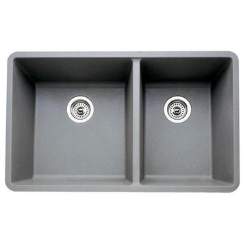 33"x18" Precis Silgranit 1.75 Kitchen Sink, Metallic Gray