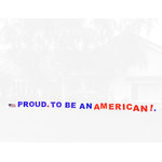 My Yard Card - PROUD TO BE AN AMERICAN!  Sign - PROUD TO BE AN AMERICAN! unique statement to surprise and celebrate special events with a yard card - stake a statement with a special "PROUD TO BE AN AMERICAN" yard greeting. Yard card contains, message in blue/red color tones to spell out proud to be an american, 2 stars, 1 specialty character american flag, and stakes for easy set-up. All letters individually staked and stand over 18 inches tall. Color contents may slightly vary. water-resistant