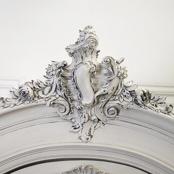 20th Century Louis XV Style Carved French Armoire Painted Antique White