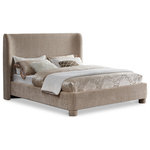 Meridian Furniture - Penny Bed, Beige, King, Chenille Fabric - Give your bedroom an instant makeover with this beige Penny chenille fabric bed. A fusion of style and comfort, this king-size bed comes upholstered in rich beige chenille fabric for a charming look and has an extra-high, curved headboard for optimal support while you read or watch TV. A chic and functional addition to your bedroom, this handsome bed is a true showstopper from every angle.