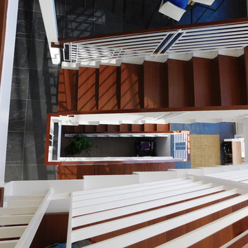 Modern railings in country setting