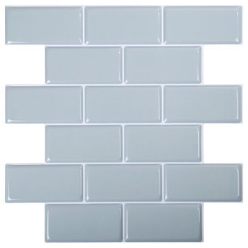 Truu Design Plastic Peel/Stick Backsplash Wall Tile Set in Blue (Set of 6)
