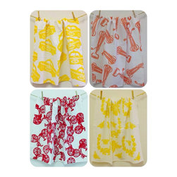 Coastal Hand Block Printed Linens - Dish Towels