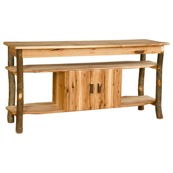 Hickory Log TV Stand with Doors, All Hickory