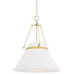 Hudson Valley Lighting - Clemens 1 Light Pendant, Aged Brass Finish, White Shade - Features: