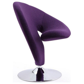 Manhattan Comfort Curl Contemporary Fabric Swivel Accent Chair in Purple